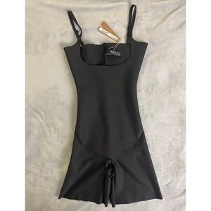 SKIMS Large Open Bust Mid Thigh Bodysuit Onyx Hourglass Snatched BD-MDT-3287